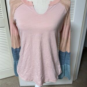 Sundance Pink and Blue Long Bell Sleeve Women's Top Small